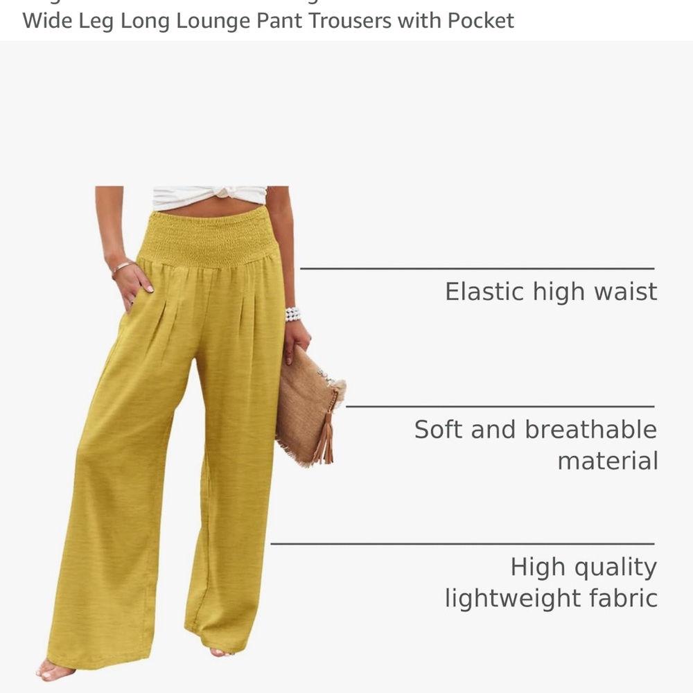 Women's Wide Palazzo Pants - Yellow - Picture 3 of 7